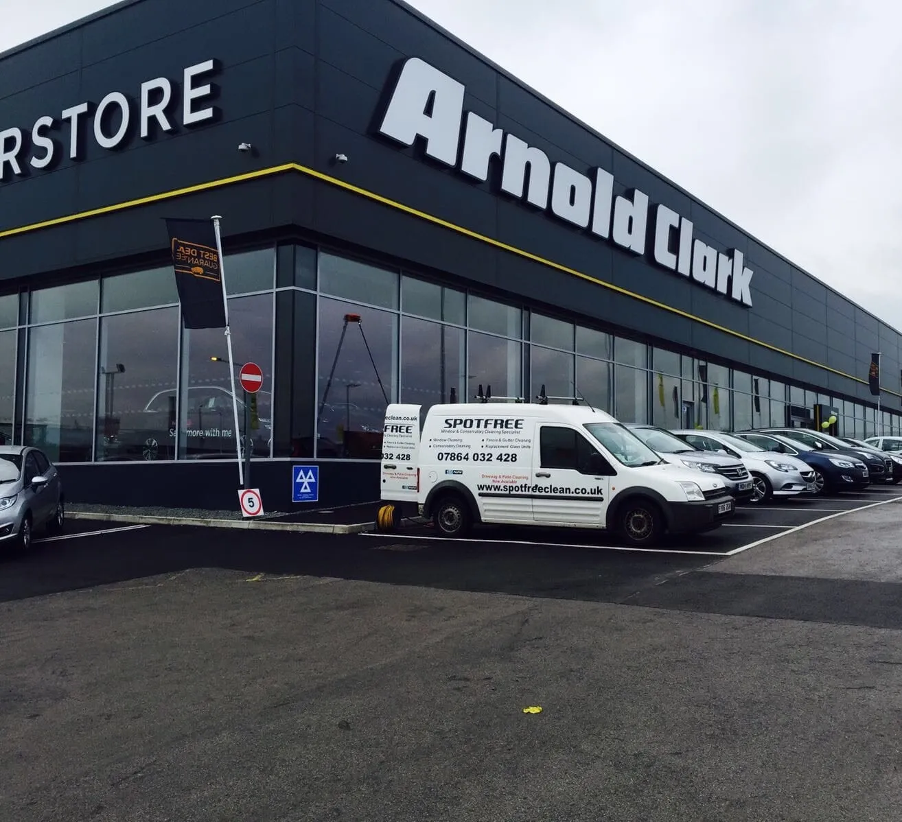 A SPOTFREE van outside the Arnold Clark showroom
