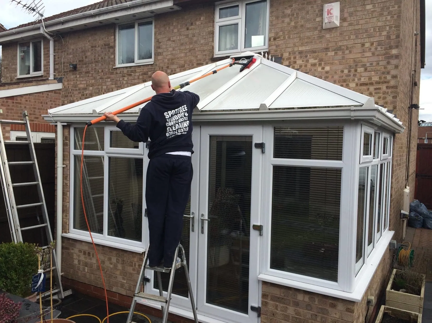 Conservatory glass and frames after cleaning inside and out