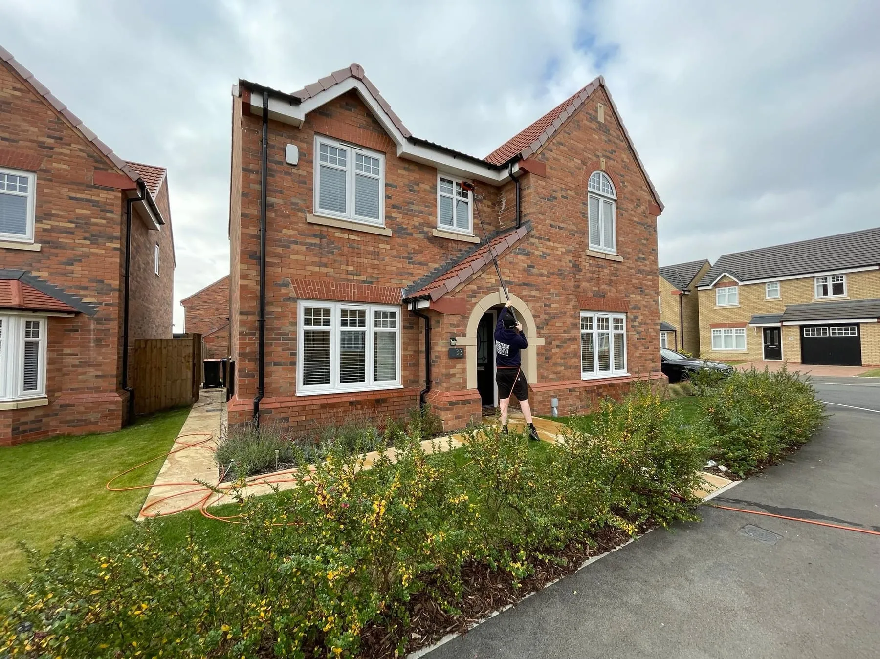 Freshly cleaned windows and uPVC frames on a modern home